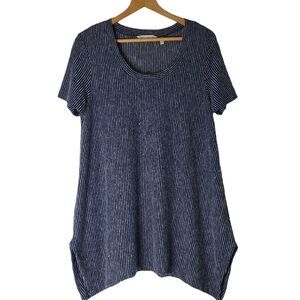 Soft Surroundings Navy Striped Short Sleeve Tee